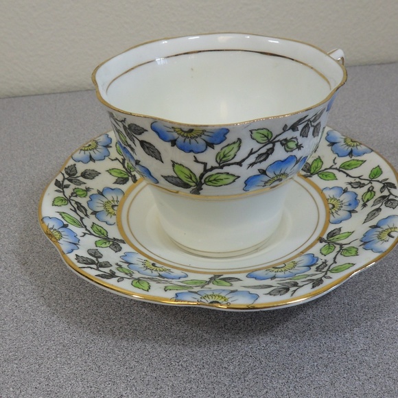 Other Rosina England Bone China Tea Cup And Saucer Blue Poshmark